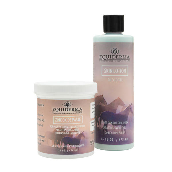 Equiderma Blue Skin Lotion and Zinc Oxide Paste for Horses with Scratches