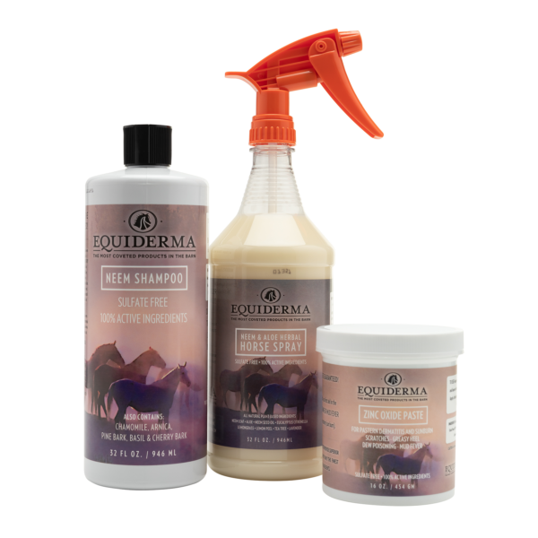 Equiderma Shampoo, Horse Fly Spray and Zinc Oxide Paste for Sunburn and Scratches Protection Pack Combo